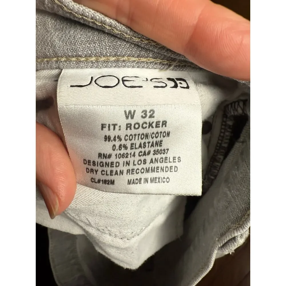 Joe’s Jeans Rocker Fit Men’s Light Gray Straight Leg Denim – W32, 35” Inseam